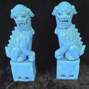 2 Foo Dog Statues – Turquoise