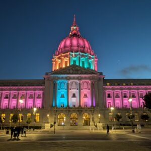 San Francisco City Hall lit up in Alliance for Smiles colors