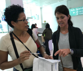 Tina and Karla at Customs